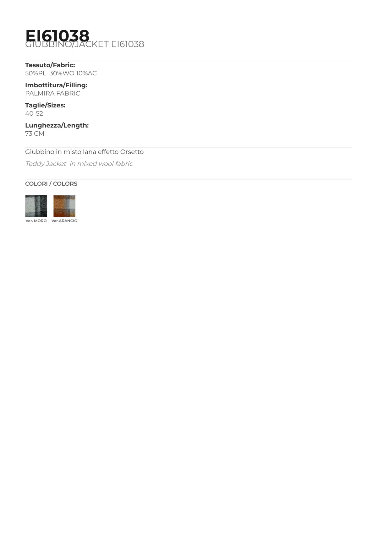 GIUBBINO/JACKET MOD. EI61038 - immagine 5