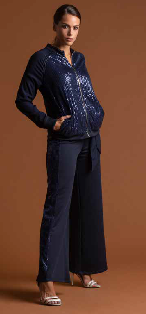 PANT.FELPA C/CINTURA E BANDE PAILLETTES