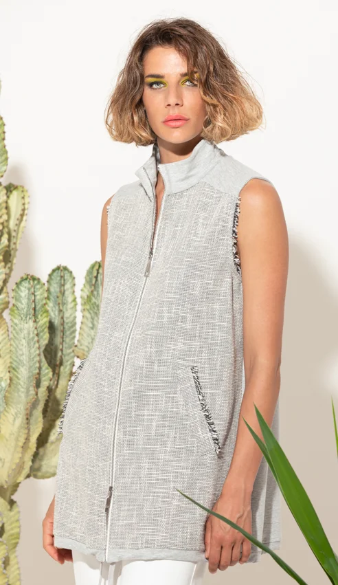 GILET IN FELPA,C/DETTAGLI CHANEL E STAMP