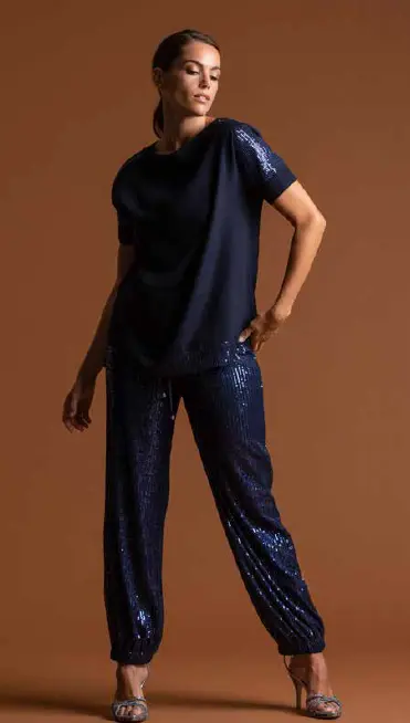 T-SHIRT C/PAILLETTES E CREPE