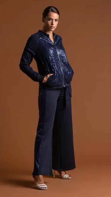 FELPA GIROCOLLO C/ZIP, RIC.PAILLETTES E